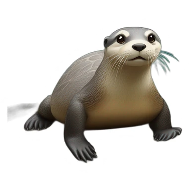 Loutre sur une tortue sticker