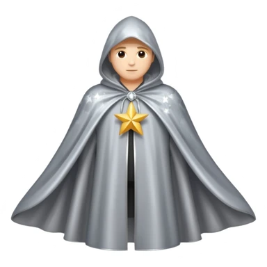 a fantasy  magic, silver color with star pattern cloak sticker