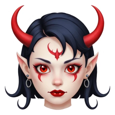 devil girl with face tattoo sticker