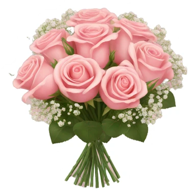 Rose bouquet with babies breath sticker