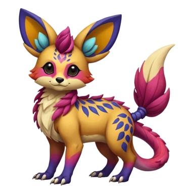 Rare realistic exotic cute epic pretty beautiful handsome gorgeous aesthetic colorful vibrant Vernid-Protogen-Primagen-Wickerbeast-species-Fakemon-creature by LiLaiRa, random markings, tufted ears, full body sticker