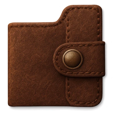 folder tab as a leather strap with a button, inspired by antique journals, vintage and rustic look sticker