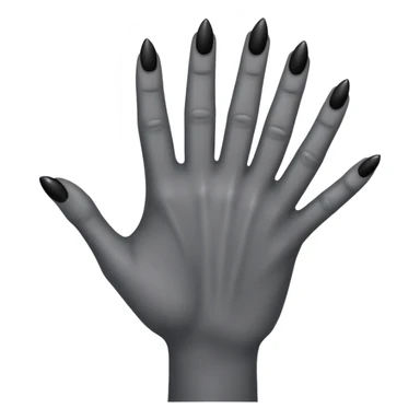 front of a grey colored arm and 5 fingered hand reaching out with black nails sticker