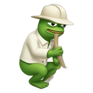 pepe digging a whole sticker