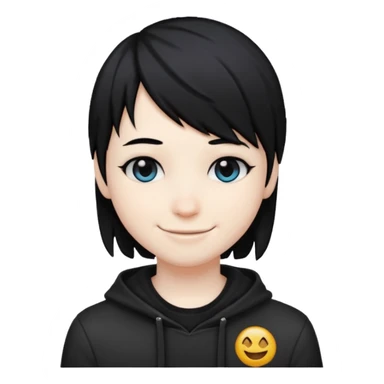 goth emo black hair peak and cool emoji sticker