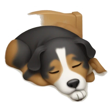 Dog sleeping in human bed sticker