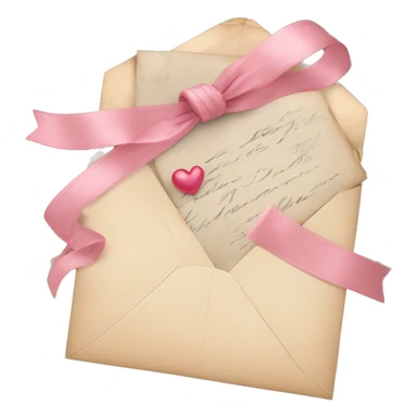 vintage love letters in envelope tied with a baby pink ribbon  sticker