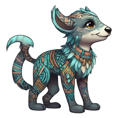 cute Kawaii edgy ethereal shy epic tribal fantasy animal fursona Fionbri creature by griffsnuff & LiLaiRa & Falvie with exotic colors with intricate patterns full body sticker