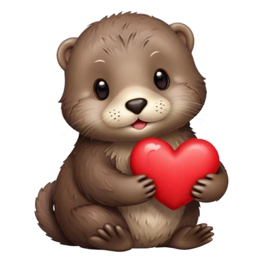 Otter holding red heart  sticker