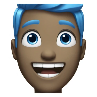 joy emoji face with short blue hair quiff sticker