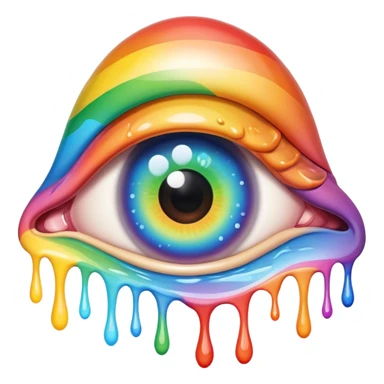 melted surreal rainbow eye sticker