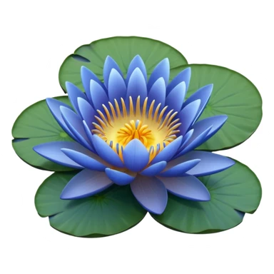 blue water lily circle leaf sticker
