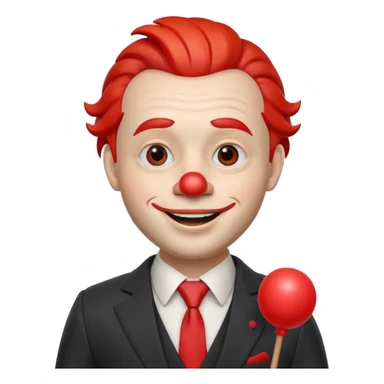 A 3D cartoon man with a red clown nose, smiling expression, wearing a suit, soft lighting, realistic Memoji-style. sticker
