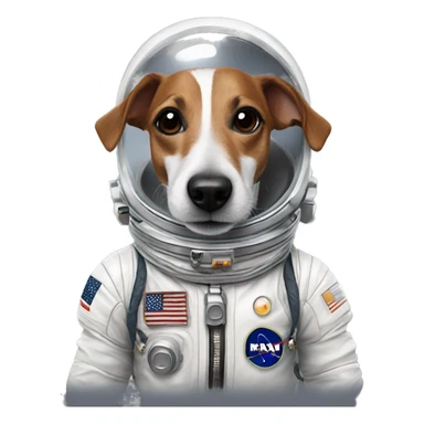 a jack russel in an astronaut costume sticker