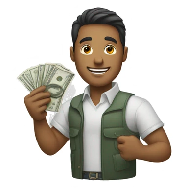 Man holding money and smiling  sticker
