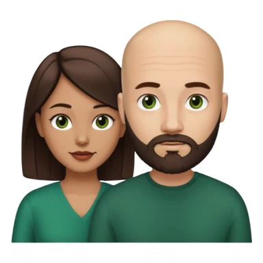Man beard bald white dark green eyes woman medium hair brown brown eyes latina  sticker