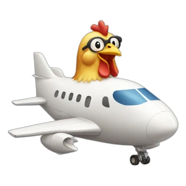 a chicken sitting on an aeroplane sticker