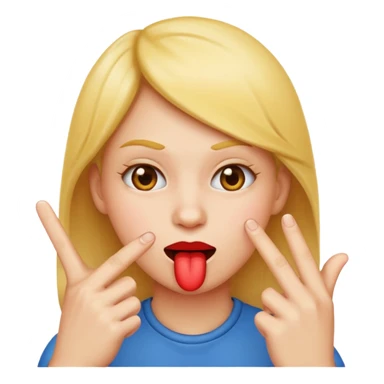 Emoji bitting lip with two middle fingers up sticker