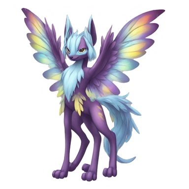 Anthro Sona Cool Edgy Cute Legendary Colorful Shy Winged Shiny Fakemon-Fantasy-Creature With Long Hair-Mane Full Body Detailed High Quality sticker
