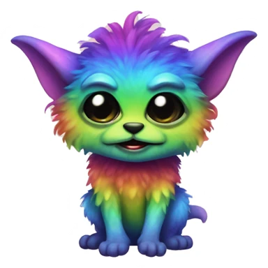 A rainbow furred creature that looks like the cute gremlin sticker