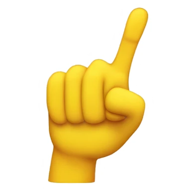 hand with thumb and index finger extended, yellow  sticker