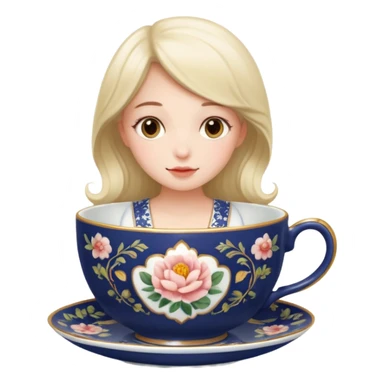 girl sitting inside of a cup sticker