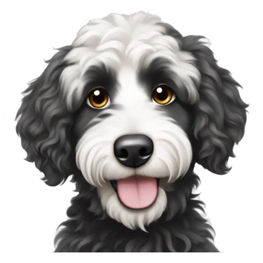 Black and white Aussiedoodle sticker