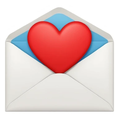 closed white envelope with a single red heart sticker in the center, smooth and clean, minimal details, bright and saturated colors, glossy highlight


 sticker
