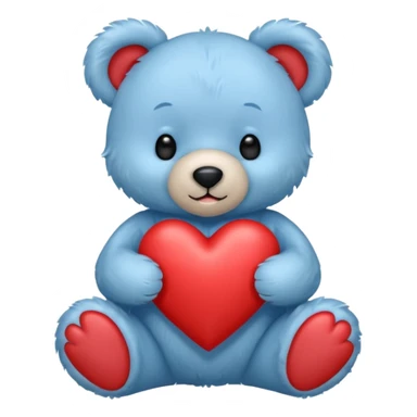blue pastel teddy bear hold red heart sticker