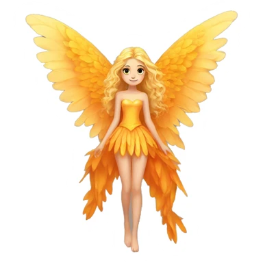 big wings, marigold, Beautiful, fairy, gold, orange, long hair sticker