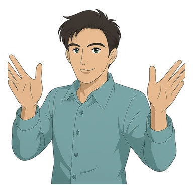 Make the man more handsome in Ghibli style, remove background. sticker