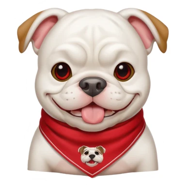 uga white bulldog emoji wearing red bandana smiling sticker