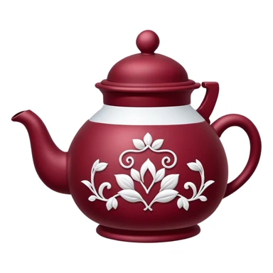teapot with tea cozy burgundy sticker