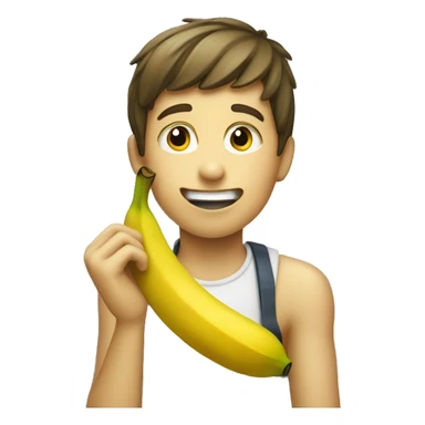 Boy eating banana  sticker