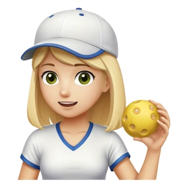 Girl with blond hair and wearing a white baseball cap playing pickleball sticker