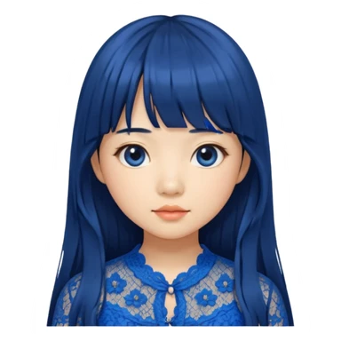 Long hair asian girl with curtain bangs with a blue lace top on  sticker