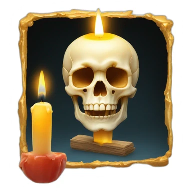 skull in wax with candle sticker