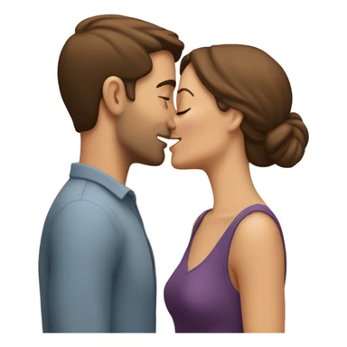 two  brunette heterosexual caucasians kissing  sticker
