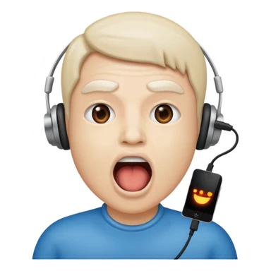 Mouth open wide with audio cable stuffed inside. sticker