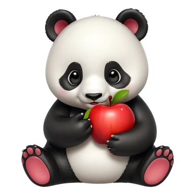 Isolated, highly detailed illustration of the most incredibly cute baby panda bear eating an apple
figurine imaginable, toy style. sticker