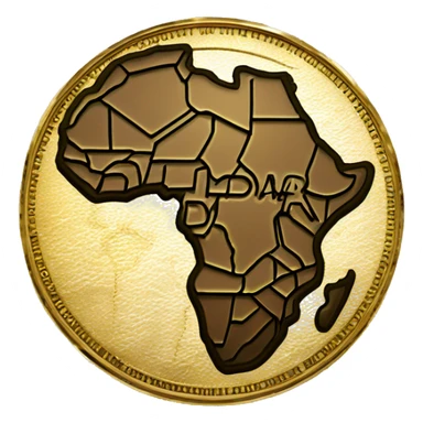 Gold coin vintage and luxury with Africa map, embossed circuits, and the words 'Digital Dinar' in English and Arabi sticker