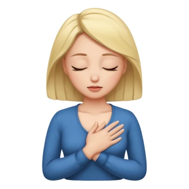 una mano en pecho ojos cerrados femenino sticker