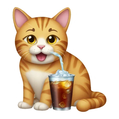cat drinking soda sticker