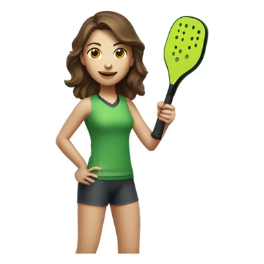 Caucasian girl with brown hair playing Pickleball sticker