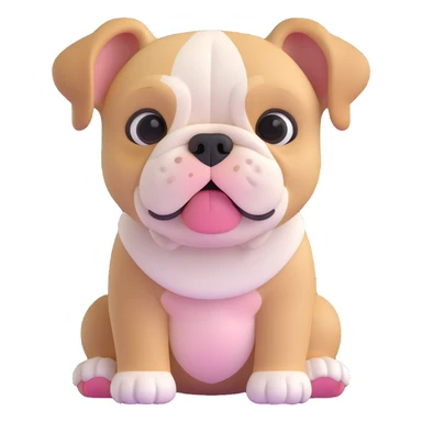 adorable bulldog puppy sitting, front view sticker