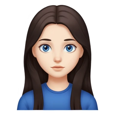 A girl with dark brown long hair and dark blue eyes sticker