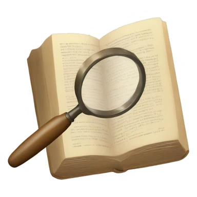 A book in beige tones with a magnifying glass on it sticker