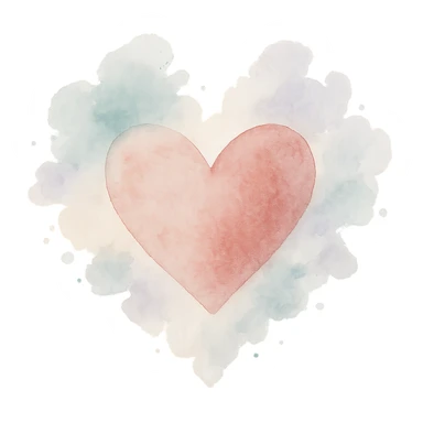 heart with a watercolor splash effect, digital illustration style, no background sticker
