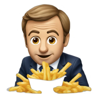 Emanuel macron qui mange des frites sticker