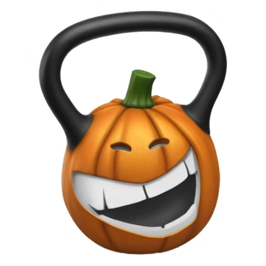 kettlebell looking like a pumpkin photorealistic sticker